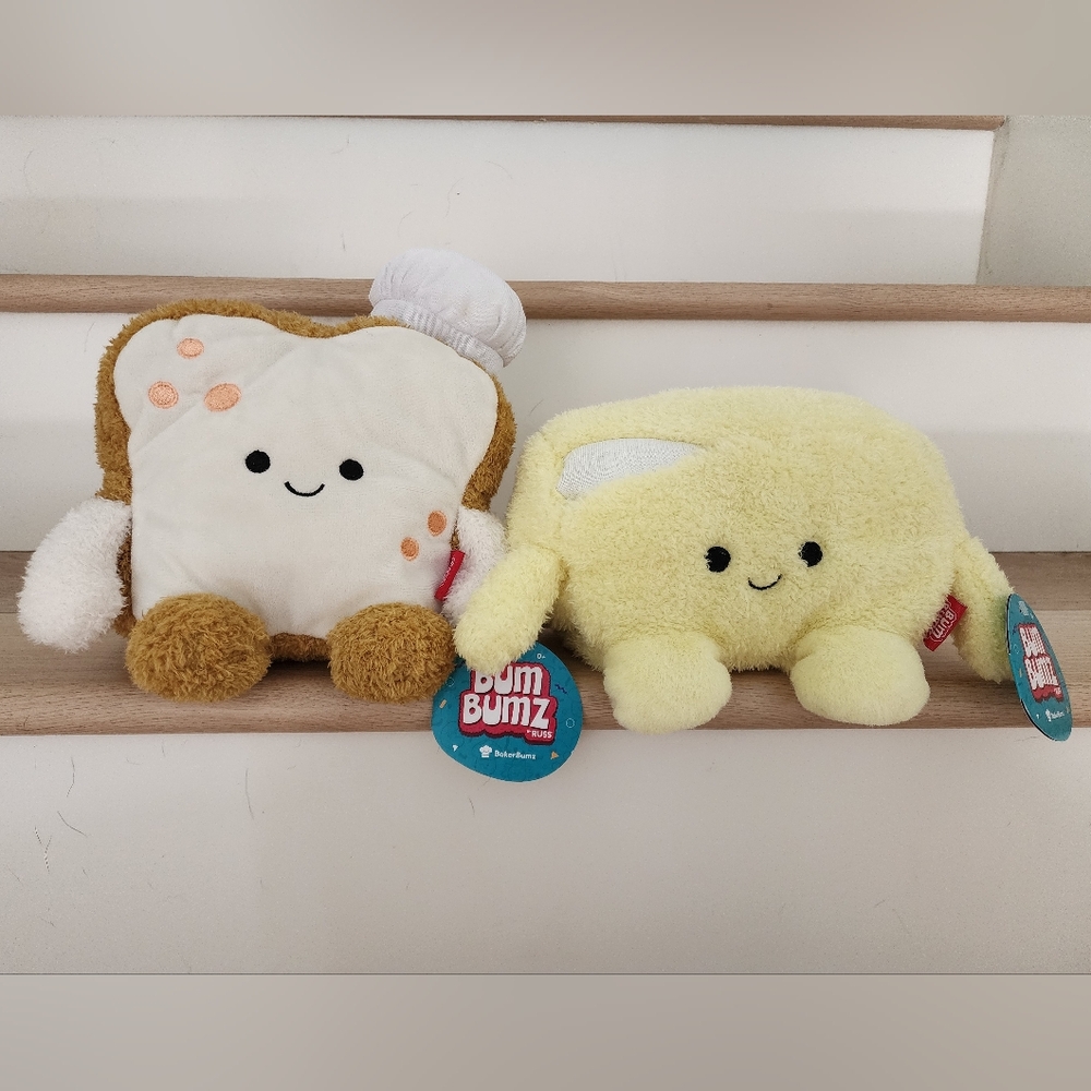 NWT BumBumz Adorable Butter & Toast Plush Set Collectible Stuffed Toys